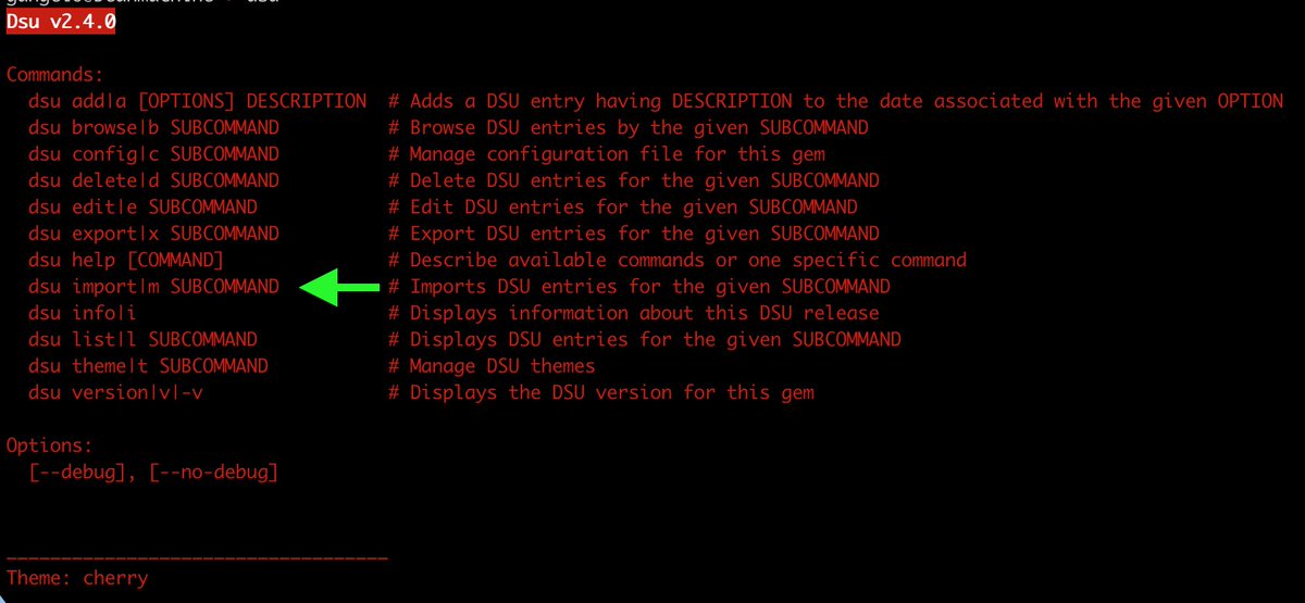 geneangelo's tweet image. 🥰🌟dsu v2.4.0 is now out with import command. Yay!✨🤩
#rubygem =&amp;gt; rubygems.org/gems/dsu

#Ruby #RubyLang #RubyOnRails #RubyDevelopers #Rails #RoR #RailsDeveloper #DevLife #Coding #Programming #Developer #WebDevelopment