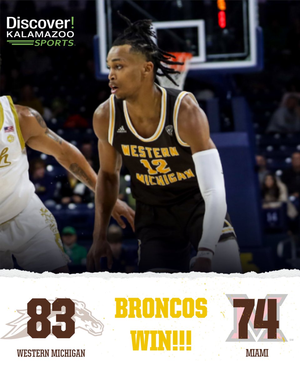 BRONCOS WIN!!! Western Michigan begins MAC play with an 83-74 win at Miami!

#BroncosReign