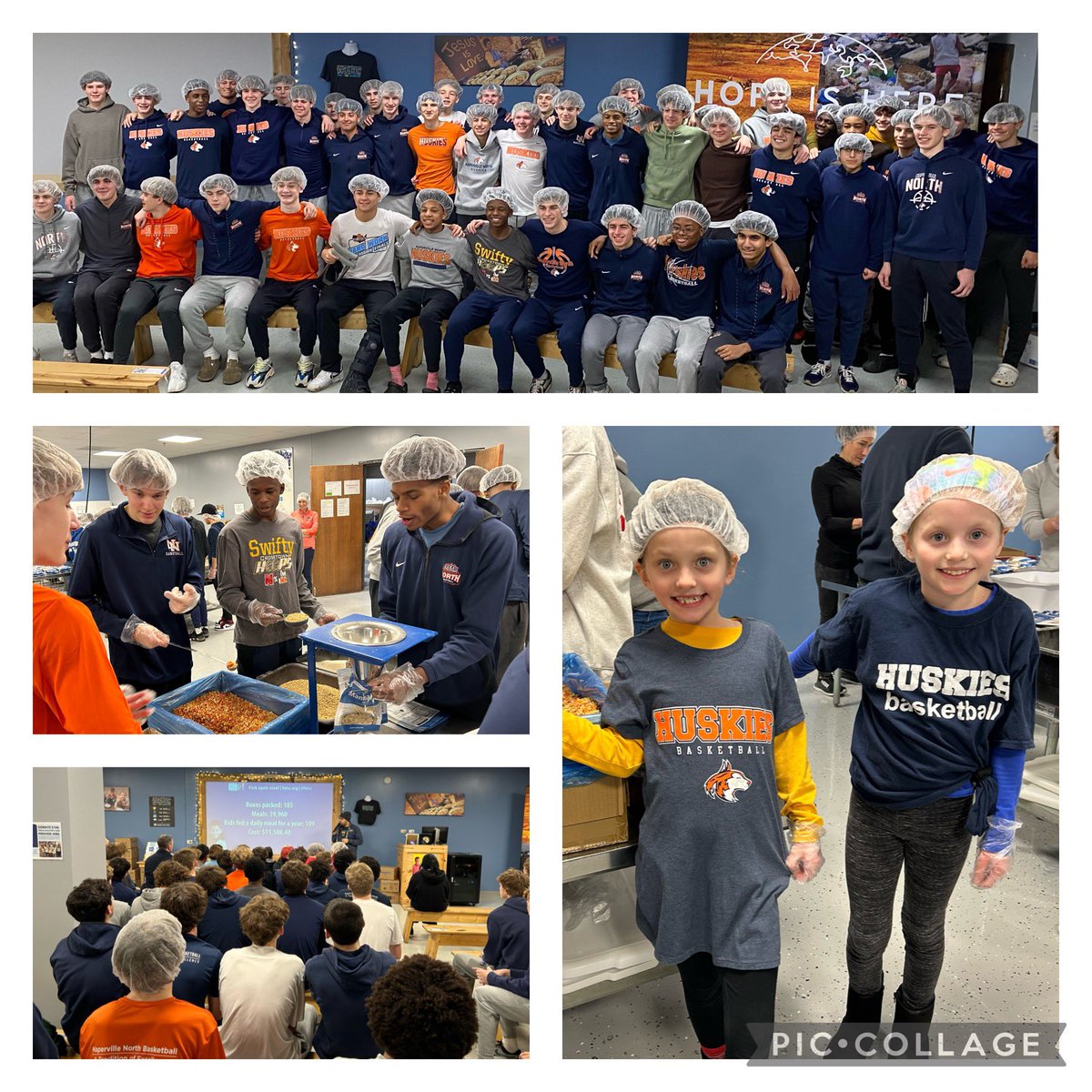 NNHS_Basketball's tweet photo. An amazing evening spent @fmsc_org,  packing boxes of food! Huge thanks to our incredible parents, committed players, &amp; supportive families for joining hands in this cause! #HuskiesCommunity #Grateful https://t.co/ukV6HplwNx