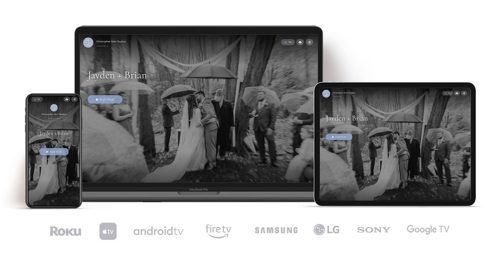 Wedding films are meant to be watched and enjoyed. In addition to downloading your film, you can easily watch it on phone, tablet, laptop as well as various other platforms!