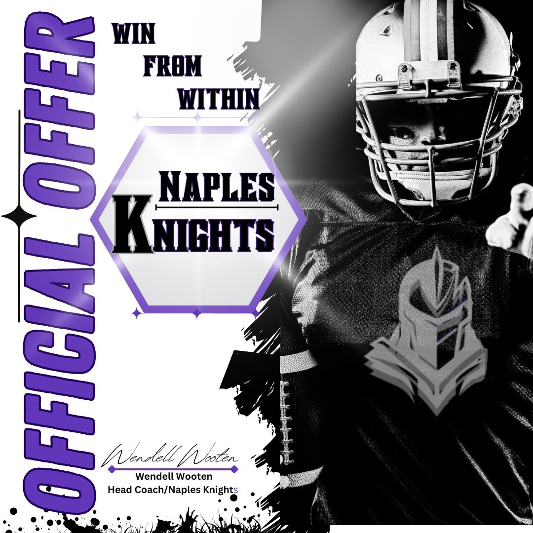 SeanSkove's tweet photo. @KnightsNaples would like to recognize @IanEnfield on his official Offer!!! This young man has great potential and we would love to seem him on our field this year. 2024!!! https://t.co/zZiSUe3RS9