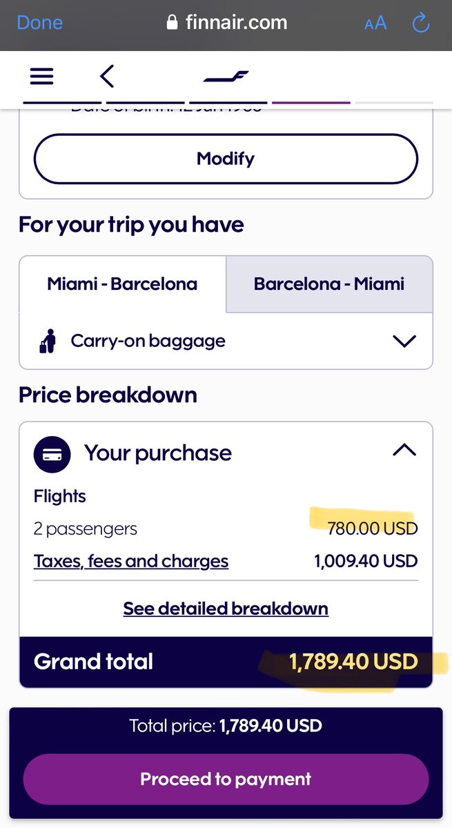 Wow!!! I can’t believe <a href="/Finnair/">Finnair</a> has some ridiculous fees to travel with them! How is that legal?! $800 for “other charges”. That’s more than the flight itself. Easy pass on this stupid airline