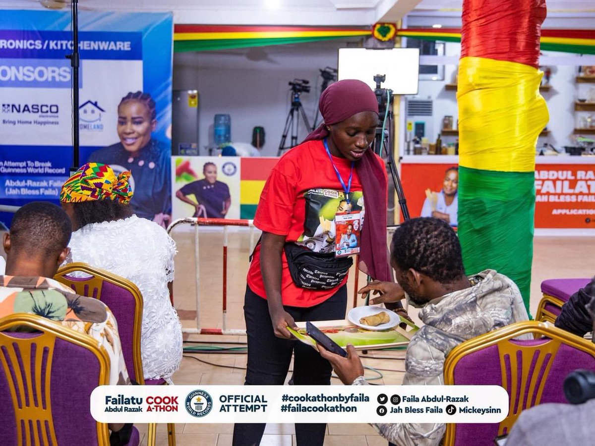 nascoghana's tweet photo. Day 2 update : 33 hours of cooking done π₯.
#CookathonByFaila
#FailaCookathon
#NASCOElectronics
#Electrolandgh
#HomelandGhana
#TamaleCookathon
#RecordBreakingJourney
#GhanaCooks https://t.co/oJz7I3RAQf