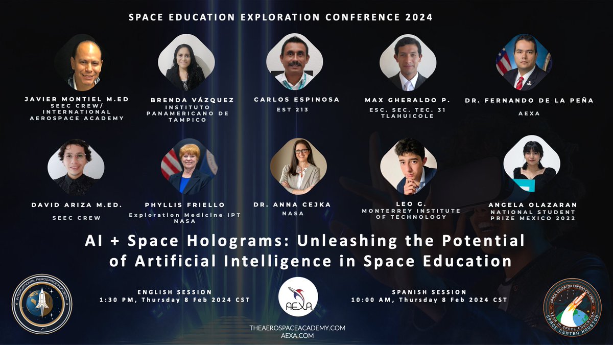 Javier_Montiel1's tweet photo. Very privileged to work and lead an amazing team of educators, researchers, and industry makers by merging two technologies such as #ArtificialInteligence and #HoloConnect to understand what the future can bring for educators #SEEC2024 Space Center Houston @AexaAerospace #Edtech https://t.co/deZdOzCb7D