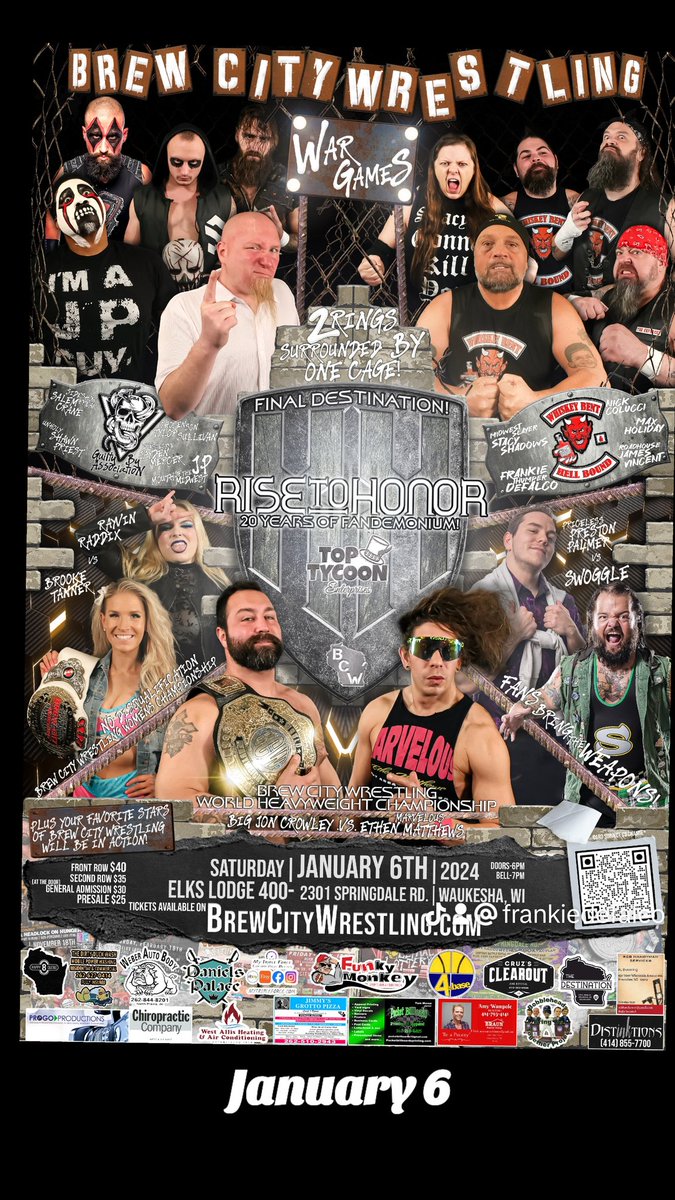bcw1's tweet photo. ***SHOW ANNOUNCEMENT***
The Stars of Brew City Wrestling return THIS SATURDAY to the Elks Lodge in Waukesha, WI. with 8 #FANDEMONIUM bouts feauring former #WWE star @DylanPostl__ and headlined by #WARGAMES Tickets available on https://t.co/TAxbum2oER https://t.co/0qivbZGYTs