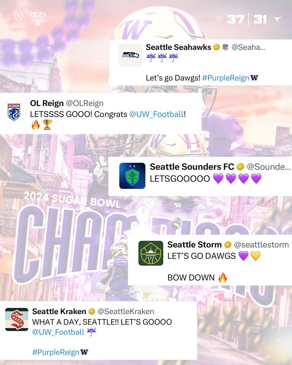 UWAthletics's tweet photo. 💜 Seattle

#GoHuskies x #PurpleReign https://t.co/BkQcgWH6Hs