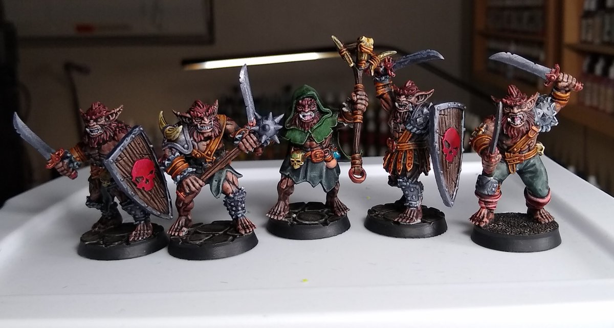 EricJ10448's tweet photo. "Bugbears" from @VaevictisMinis painted with
@thearmypainter speed paints.  I used 3d Builder to add the device to their shields. I'm very happy with how they turned out.

#3Dprinting #paintslam23 #miniaturepainting #miniature #miniatures #thearmypainter #speedpaint https://t.co/vjeJ8quUi2