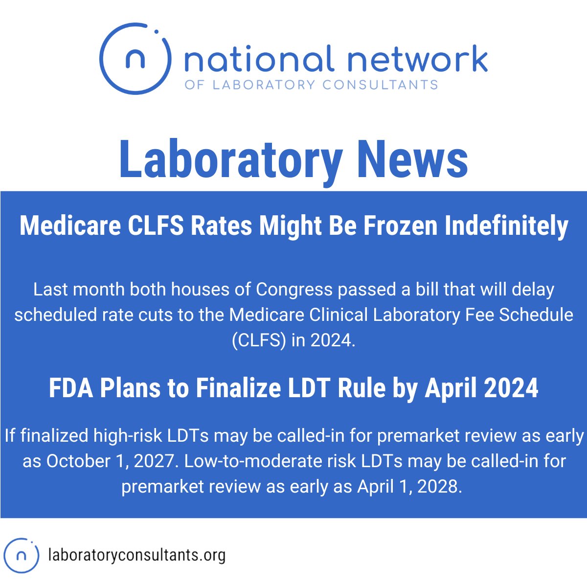 USLabNetwork's tweet image. The National Network is here to provide some laboratory news and updates going into the New Year. To find a consultant or director for your lab, visit laboratoryconsultants.org

#NationalNetwork #LaboratoryConsultant #LabDirector