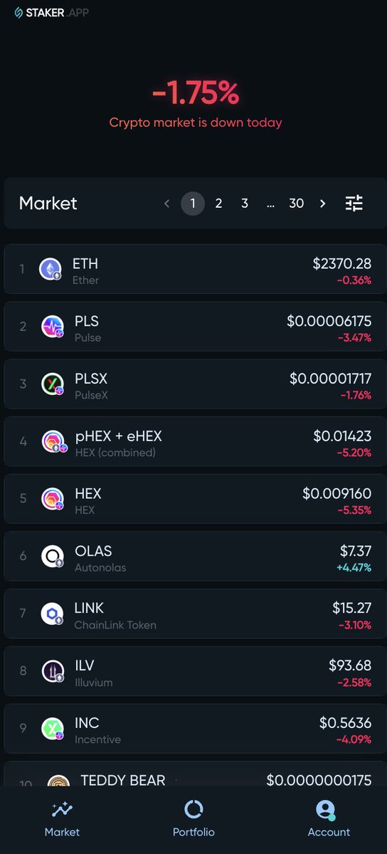 StakerApp's tweet photo. Staker Web is being tested and will soon replace the mobile app. Main features:
- token price tracker
- portfolio tracker (up to 50 accounts across ETH/PLS)
- send ERC20s/PRC20s
- end stake or good account $HEX
- claim $HDRN
- installable as progressive web app (mobile/desktop) https://t.co/f3fltRVsRX