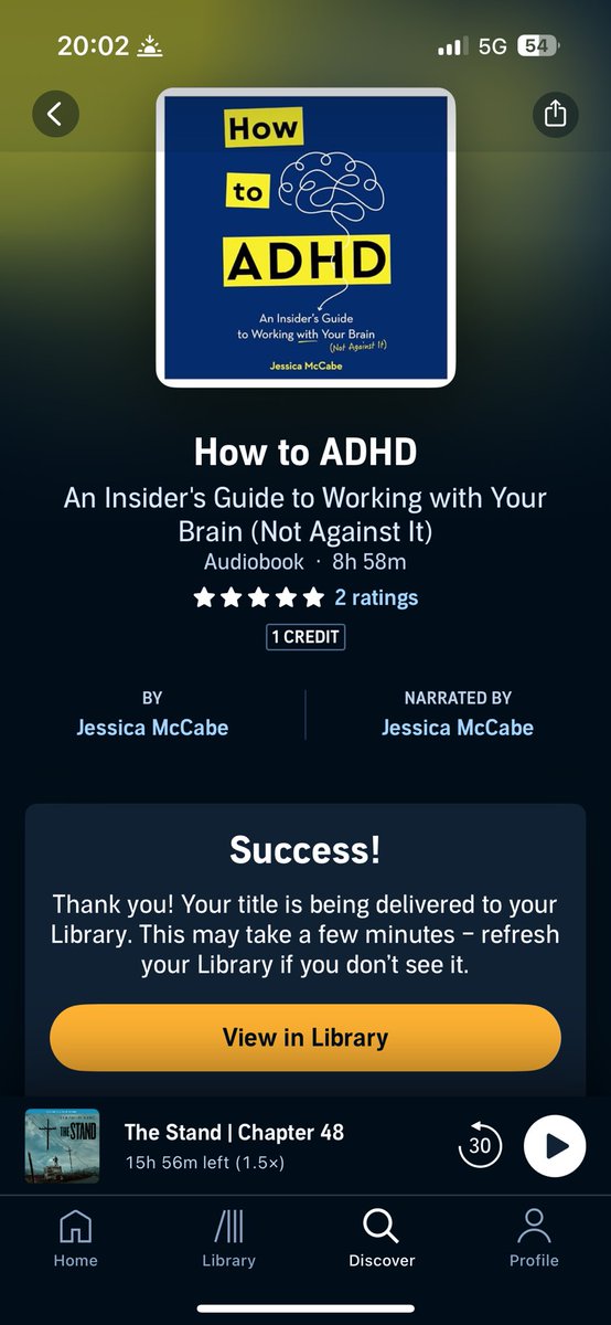 Just got <a href="/HowtoADHD/">Jessica McCabe</a>’s book on audible! I may have missed the pre-order, but I’m buying my physical copy of the book tonight! So excited to read it!  If I can get my peanut brain to cooperate with me as I start uni again, that will be a total win! 

Congrats on the release!