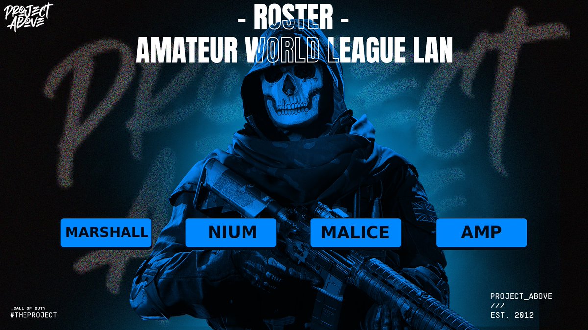 Project Above (@project_above) on Twitter photo With the @AmateurWL LAN coming up this weekend we are proud to officially announce our roster for the event!
<a href="/NiumFPS/">Nium</a> 
@zMalicee 
<a href="/X18Amp/">Amp📫</a>
<a href="/X18Marshall/">MarshallX18</a> With the @AmateurWL LAN coming up this weekend we are proud to officially announce our roster for the event!
<a href="/NiumFPS/">Nium</a> 
@zMalicee 
<a href="/X18Amp/">Amp📫</a>
<a href="/X18Marshall/">MarshallX18</a>