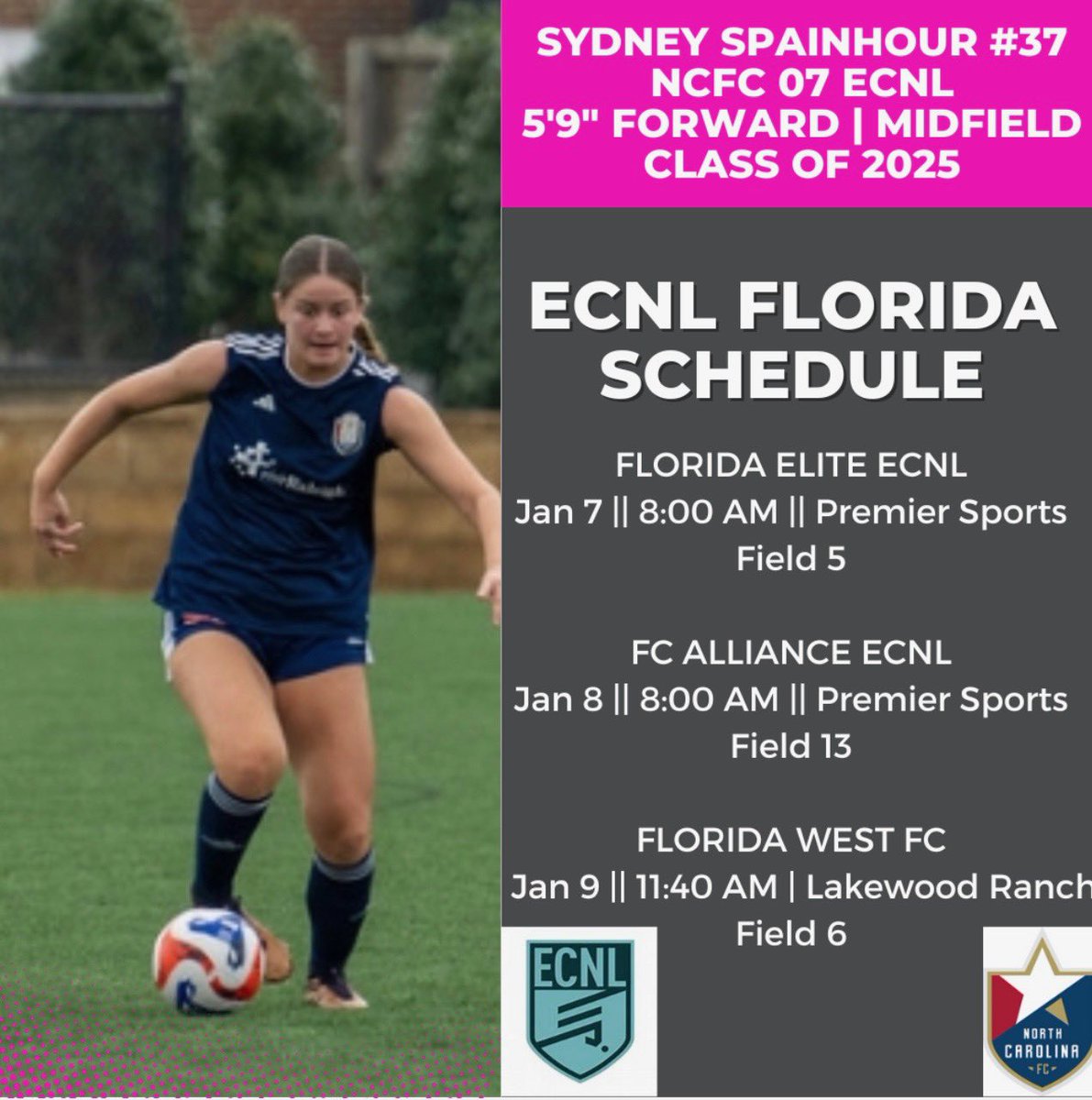 Just another reminder to come see us play in Florida this weekend! 
<a href="/NCFC_Youth/">NCFC Youth</a> <a href="/NCFC_ECNLGirls/">NCFC ECNL Girls</a> <a href="/NCFC_ECNL07g/">ℕℂ𝔽ℂ 𝕐𝕠𝕦𝕥𝕙 𝔼ℂℕ𝕃 𝟘𝟟 𝔾𝕚𝕣𝕝𝕤</a>