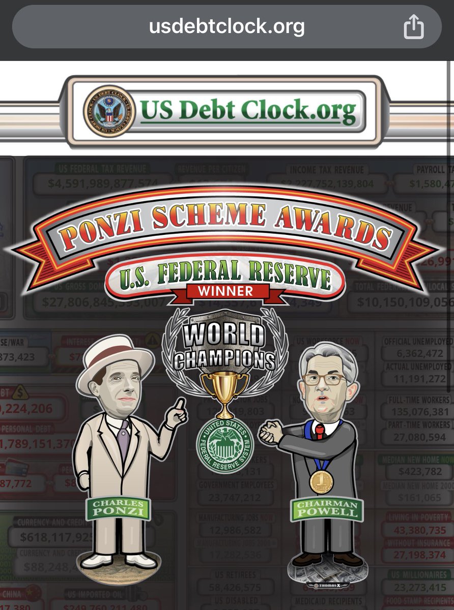 US Debt clock ⏰  secret message Tuesday (01/02/24) 👇

usdebtclock.org

#usdebtclock #secretmessage #January #Tuesday #mobile  #TwitterX #usfederalreserve #fed