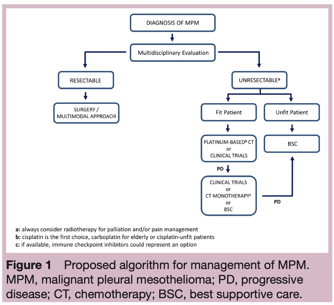 Mesotelioma Pleural Maligno (MPM).

-Mutación BAP1 asociada a BRCA1.
-Criterios RECIST modificados (tumores sólidos).
-Tto 1era línea (DREAM trial): durvalumab, cisplatino y pemetrexed.

ESMO Open 2020;4:e000669