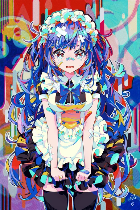 泣き虫メイドちゃんをこちらで紹介いただいてます〜!カラフルもモノクロもどちらも大変良きでございます 