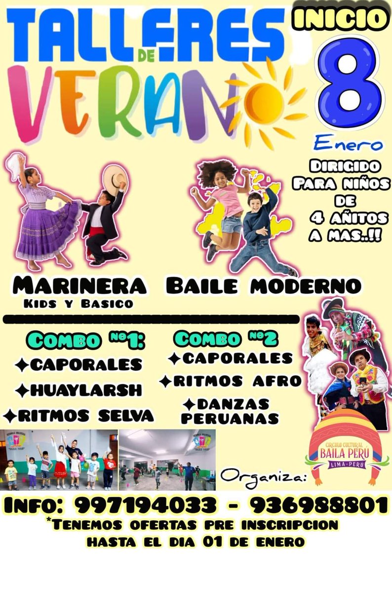 Maya4S15's tweet photo. 🇵🇪☀️💃✦𝑻𝑨𝑳𝑳𝑬𝑹𝑬𝑺 𝑫𝑬 𝑽𝑬𝑹𝑨𝑵𝑶 2024✦🕺☀️🇵🇪
❇️❇️❇️..."𝐂𝐮𝐥𝐭𝐮𝐫𝐚 𝐲 𝐁𝐚𝐢𝐥𝐞 𝐞𝐧 𝐞𝐥 𝐁𝐚𝐫𝐫𝐢𝐨"...❇️❇️
➡️𝐋𝐮𝐠𝐚𝐫:𝐋𝐎𝐒 𝐑𝐎𝐒𝐀𝐋𝐄𝐒 𝐃𝐄 𝐏𝐑𝐎🏠
✦Ya tenemos nuestra fecha de inicio desde el:
➡️Dia 8 de Enero al 11 de Febrero😱😱😱🤩🤩 https://t.co/hxJbBkd4oT