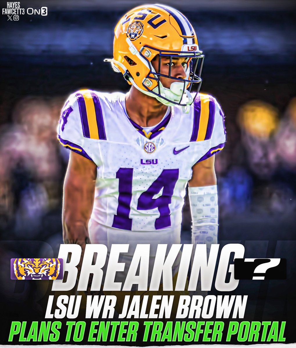 BREAKING: LSU WR Jalen Brown plans to enter the Transfer Portal, he tells @on3sports The 6’2 180 WR from Miami, FL was ranked as a Top 80 Recruit in the ‘23 Class Will have 4 years of eligibility remaining on3.com/news/lsu-wr-ja…