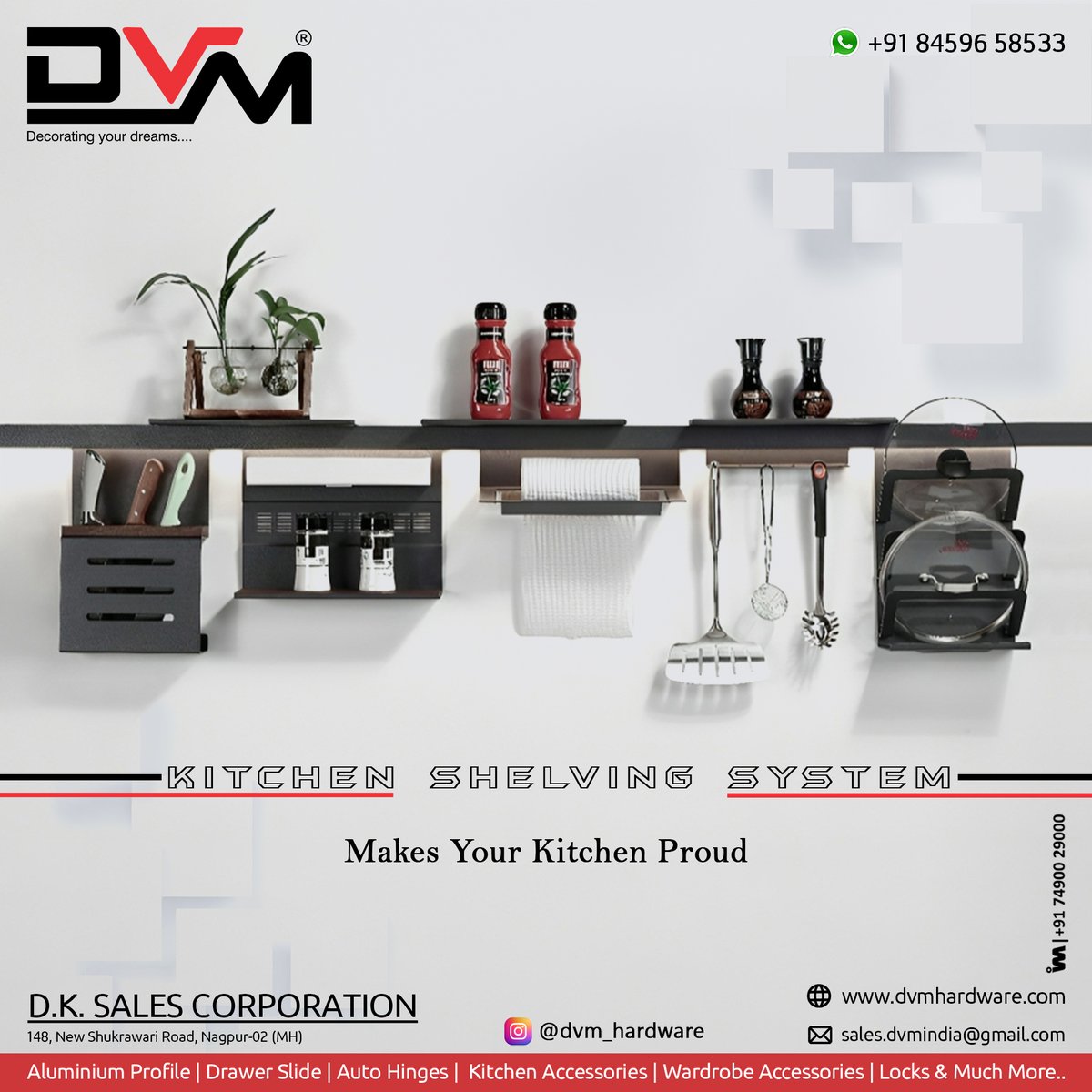 ibais_hardware's tweet photo. D.K. SALES CORPORATION (NAGPUR)

For enquiry via WhatsApp click: 
https://t.co/6RLHdym0Y9

Mr. Kapil Agrawal - +91 84596 58533
#kitchenshelvingsystem #modularkitchenaccessories #kitchenhardware #kitchenaccessories
.
@ibaismedia https://t.co/hU5e5y4f1W