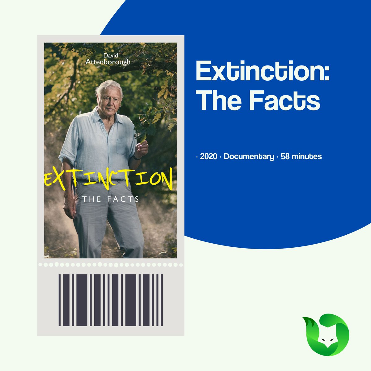Greenfox_app's tweet photo. Movie recommendation: Extinction The Facts

With a million species at risk of extinction, Sir David Attenborough explores how this crisis of biodiversity has consequences for us all.

#GreenFox #movierecommendation https://t.co/CRA6Ne03Hj