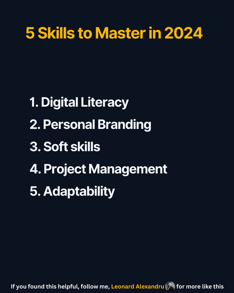 If you're seeking new job opportunities in 2024, read this. Here are 5 skills you need to master, no matter what field you're in: 1. Digital Literacy and Technical Skills Even for non-technical roles, digital literacy will become increasingly important. Familiarity with