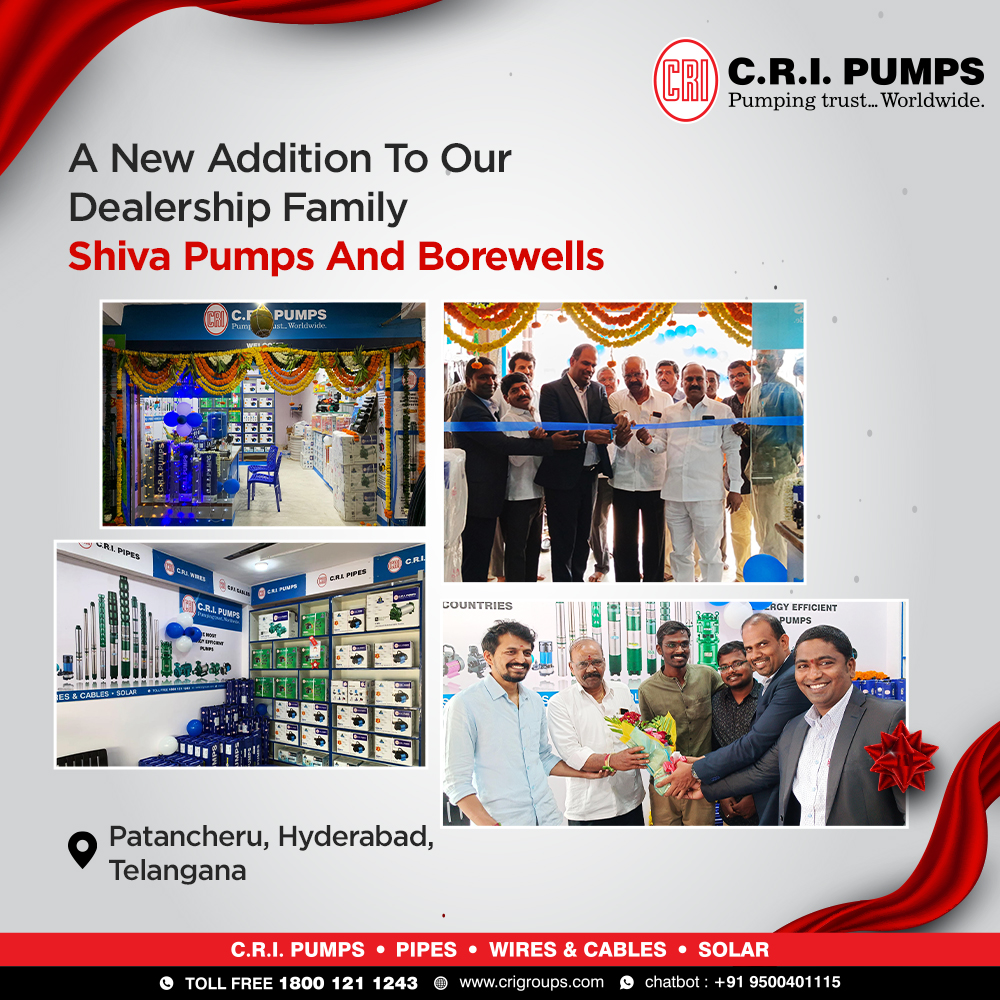 We are delighted to introduce another valuable member to our extensive dealership network, Shiva Pumps And Borewells.

Our sincere gratitude goes out to all those who joined us at the opening ceremony.

#CRI #announcement #CompanyUpdates #CompanyNews