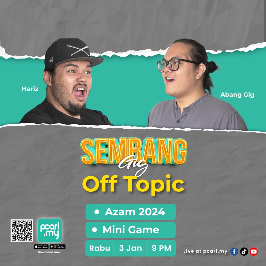pcarimy's tweet photo. Guys!!! Abang gig is back!  Sempena new year, kita sembang pasal azam 2024. Lagi menarik, kita akan main game tau! Jangan lupa join.

#pcarimy #pcarigig #ekonomigig #gigkomuniti #sembanggig #freelancer #parttime https://t.co/i0OdmTRBDM