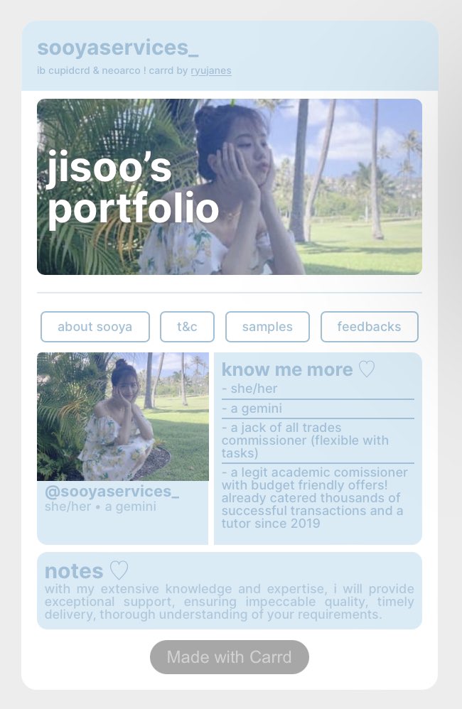 finally meron na akong carrd! sobrang fast ng transaction and nasunod lahat ng details na gusto ko! super bait and accommodating din! thank you kay <a href="/commzsai/">carrd comms</a>! #ccommsbysrj