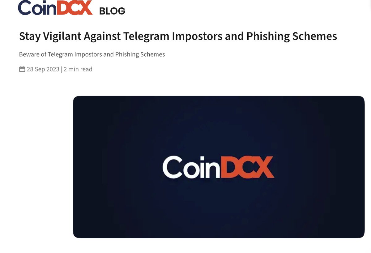 smtgpt's tweet photo. Clarification on the recent news regarding fraud on CoinDCX App: 

We've learned of users having reported fraud related to the use of CoinDCX's App through this recent media outlet's article.

We would like to confirm that no such incident has occurred on the CoinDCX App or website, and this issue appears to be, unfortunately, a case of fake website scams which are rampant in the industry.

It's important to note that several fake websites/URLs are in operation, mimicking exchanges to deceive users, a challenge faced by many fintech players and financial apps.

Swiftly, we have reported these threats to CERT. We want to reiterate: the safety and security of users' funds are our absolute top priorities.

Proactively, we are intensifying our efforts to educate users across multiple channels on this critical issue. 
Despite the unsettling nature of such incidents, we emphasize the paramount importance of vigilance. We request our users to exercise utmost caution and promptly report anything suspicious. Your collaboration is pivotal in upholding a secure and trustworthy environment for our community.

https://t.co/dhm7D6YzMb

We take any reports of fraudulent activity seriously and have, in fact, worked with the cyber cell and MeITY on such matters. 

Our top-notch security team conducts rigorous checks and has uncovered over 80 fraudulent websites/URLs in the recent past, masquerading as the CoinDCX exchange. We have stated this before and want to reinforce again: the safety and security of users' funds are our absolute top priorities.

As on this matter, we are getting more details and will continue to support in any manner possible both consumers and regulatory authorities.

Rest assured, your safety and security stand as our unwavering and highest priorities.

More information: -👇🏼
1. https://t.co/FVbivqdnCu

2. https://t.co/UKkw50nb1w