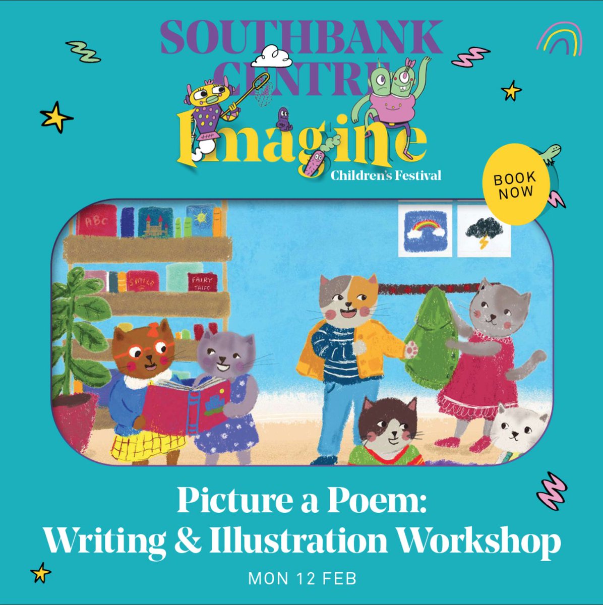 MissBLovesBooks's tweet photo. If you're already thinking ahead to #halfterm treats for your young ones, then why not take them to the #imaginefestival @southbankcentre?
I'm excited to be sharing poetry, illustration & fun with #tippytappykatkins! You can find your tickets here:https://t.co/fZtSu05OUY 🥰💫🥳 https://t.co/XysG74Uif1