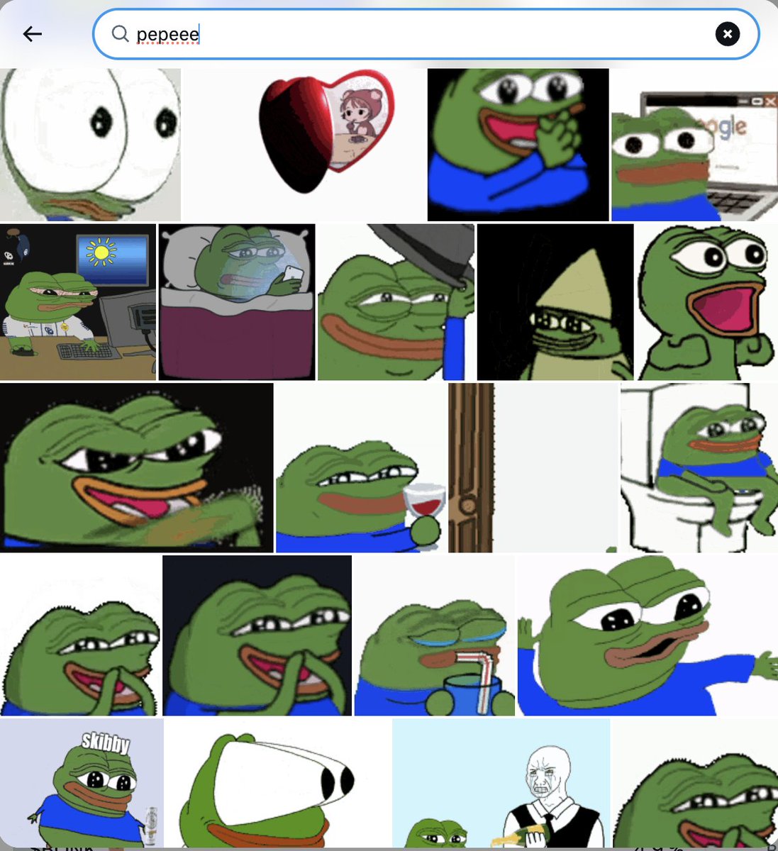 How to use $PEPE gifs on <a href="/X/">X</a>? You need to search for "pepeee". 🐸