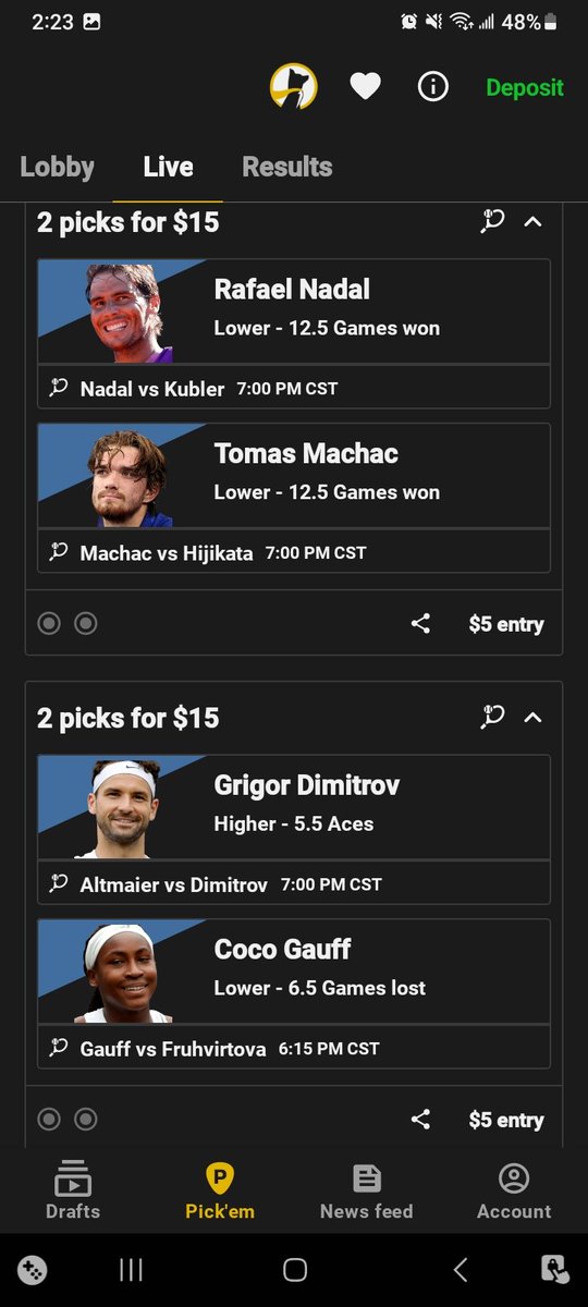 RealGeneralOuki's tweet photo. #Underdog 🎾 Tennis slips, picks.
💀💀💀💀💀💀
Crazy Shotgun Slips
💰💰💰💰💰💰
#GamblingCommunity #GamblingTwitter #GamblingX #Sportsbetting
#DFS #FantasySports #DailyFantasy #Underdog #Prizepicks #PlayerProps #PlayerPropBets #PropBets
#PlayerBets
#FreeBet #FreePlays https://t.co/vhjBR1MHe6