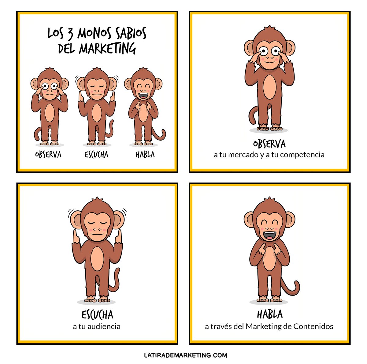 Los tres monos sabios 🙈🙉🙊, Sócrates 🤔 y las claves del marketing de contenidos 🔑🔑🔑. mtr.cool/petvtakmcp #MarketingdeContenidos #MarketingIlustrado
