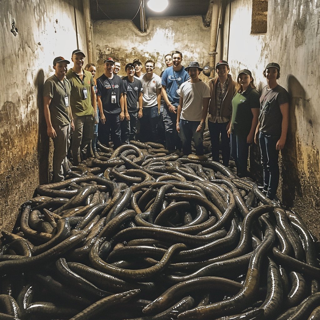 emollick's tweet photo. The ability of Midjourney to do photos of really normal people is impressive. Especially as you can then put them in very odd scenes.

Here are some photos from the Pit of Eels, a terrible, terrible tourist attraction just outside of Racine, Wisconsin that I made up. https://t.co/kHI02r1pRd