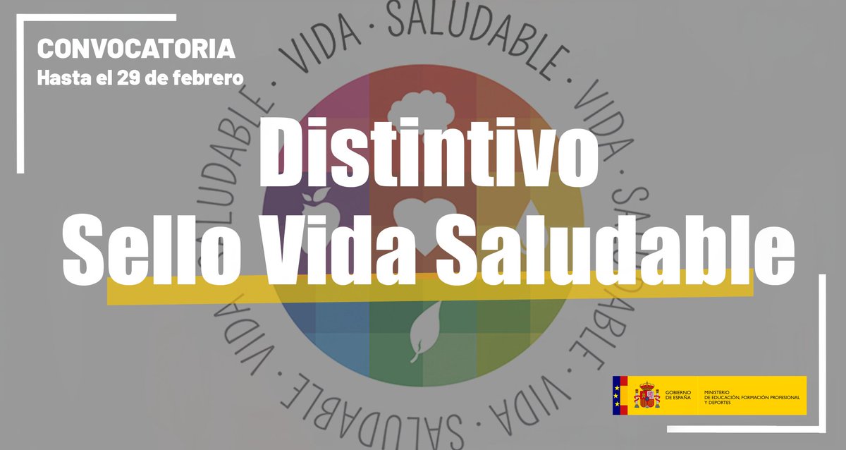 educaciongob's tweet photo. Los centros que fomentan los hábitos saludables🍎, el cuidado físico y psicológico🏃‍♀️ o la preservación del medio ambiente🌎 tienen su reconocimiento: el Sello Vida Saludable.

🗓️Plazo abierto hasta el 29 de febrero para solicitarlo. 

Toda la info aquí⤵️
https://t.co/fdLRUZoHBZ https://t.co/wBH7wRwayp