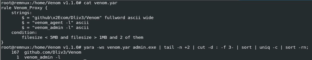 #dailyyara #100DaysofYARA
Back to Yara greatness, totally appreciate all the contributions

the following shows number of occurrences per matching string from a rule file

yara -ws rule.yar sample.exe | tail -n +2 | cut -d : -f 3- | sort | uniq -c | sort -rn