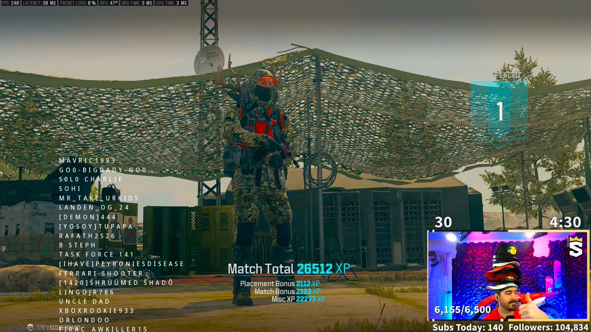 Speros_OG's tweet photo. I just won a game of Warzone with 16 Bass Pros on. Time for a sponsorship. @BassProShops https://t.co/dMlQN5K4GD