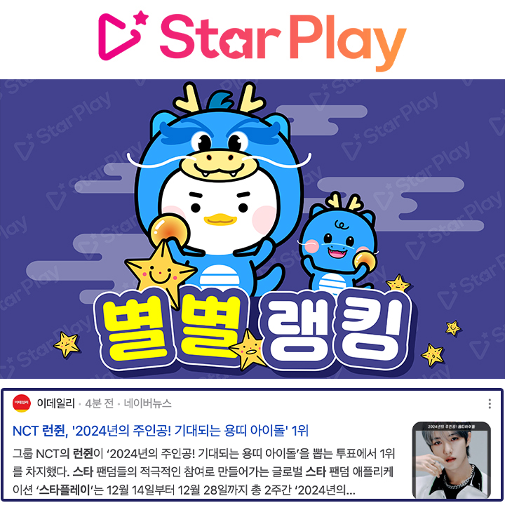 STARPLAY_World's tweet photo. #Play_Ranking
"🐲The dragon sign idol to lead 2024🐲"
1st Place #RENJUN😍
💘See the #MediaPR article gifted with your love💘
(link: https://t.co/3umMtaBO9d )
#NCT #STARPLAY https://t.co/2XZ4xxOaK6