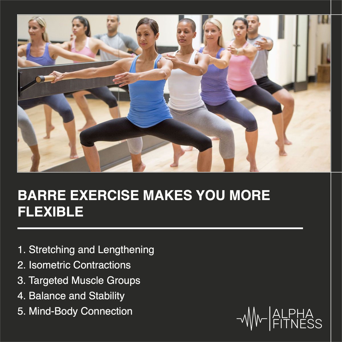 AlphaFitness15's tweet image. Barre exercise makes you more flexible.
Barre exercises, a fitness regimen inspired by ballet, can indeed improve flexibility, among other fitness attributes. Barre c...
#Stretching #IsometricContractions #Barre #Exercises #AlphaFitness #Fitness #Health #AlphaFitness.Health