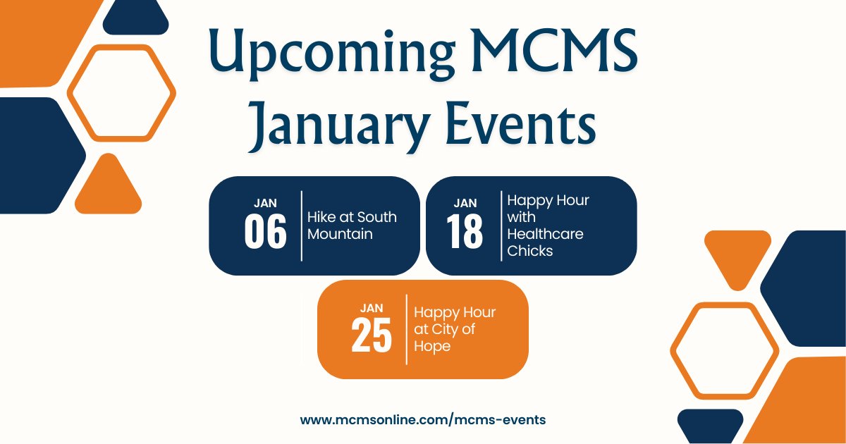 Maricopa County Medical Society (MCMS) (@mcmedsociety) on Twitter photo Don't miss out on great <a href="/MCMedSociety/">Maricopa County Medical Society (MCMS)</a> events coming up in #January2024!
#HappyHours and nice #hike will get us going in 2024. Don't miss out on great <a href="/MCMedSociety/">Maricopa County Medical Society (MCMS)</a> events coming up in #January2024!
#HappyHours and nice #hike will get us going in 2024.