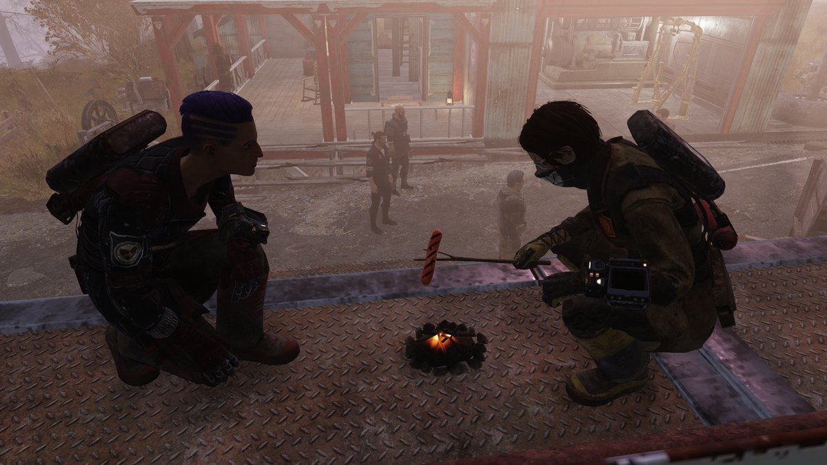 APoynton90's tweet image. While most other members of the @FFive0 go about their business, Abigail is over here cooking hotdogs for Lauren (@ModusMomma) #Fallout76 #Fallout #FalloutRP #Bethesda #BeTheLore