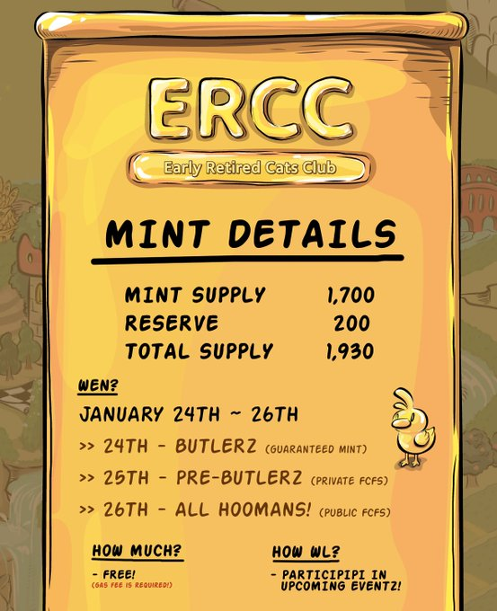 NFTwithNaomi's tweet photo. Everything you need to know about Early Retired Cats Club 😻

1⃣ What is Early Retired Cats Club? 

😻@ERCCnft is a collection of 1,930 travel-ready cats from the Starry Cat Village in the outer reaches of our universe, ERCC has supported their journey to Earth and stationed them in 192 countries plus one special feline kingdom. #MEOW

😻ERCC is a PFP NFT project rooted in the fluffy universe of Cats & Soup, the smash-hit mobile game that surpassed over whopping 34 million cumulative downloads. 

😻 These NFTs have numerous randomized attributes that are unique by at least six degrees of separation. 

😻 ERCC NFT project powered by @TeamIntella 

2⃣ Roadmap

3⃣ Partners

@TeamIntella @0xPolygon @hidea @NEOWIZofficial 

4⃣ Detail NFT Mint 

Get ready to meet 1,930 oh-so-adorable and lovely kitty friends through the Launchpad, IX wallet, and designated NFT Marketplace of our platform provider @TeamIntella 

5⃣ Final thought

With an experienced & talented team, good partners, clear roadmap, #Freemint #NFTs that you shouldn't  miss @ERCCnft  #MEOW