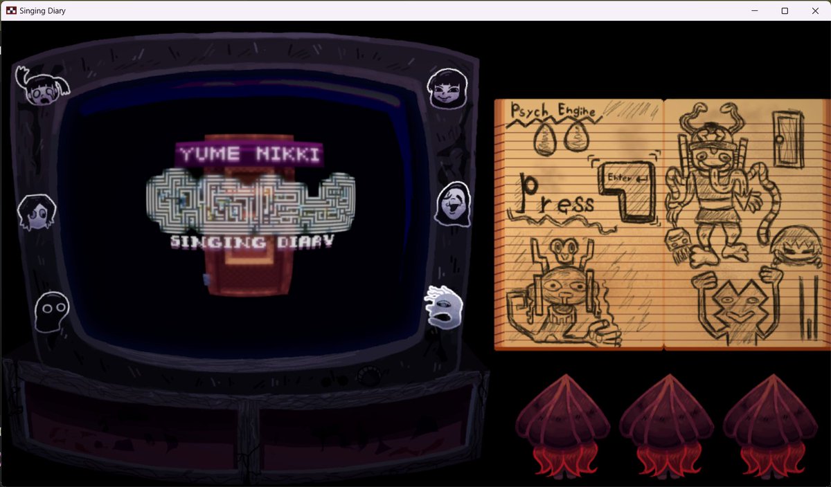 La_Michui's tweet photo. small menu samples of a FNF mod based on Yume Nikki that I have been working on for a while #fnfmods #fnf 
@FNFNoticiasEsp @News_Funkin https://t.co/UrkfPbyvPl