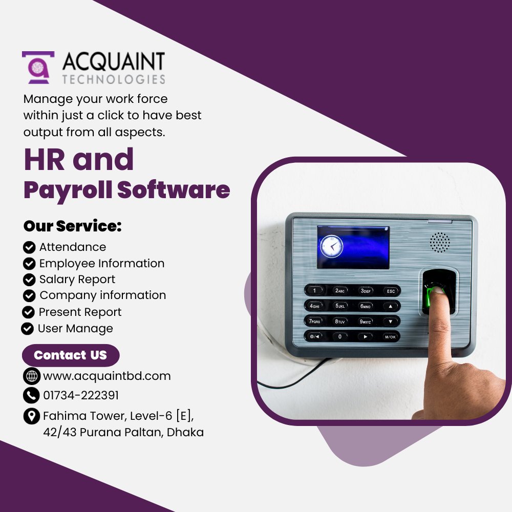 বর্তমান ব্যবসায়িক জগৎ ক্রমাগত পরিবর্তিত হচ্ছে।এই পরিবর্তনের সাথে আপনি তাল মিলাতে পারছেন তো??
আপনার গার্মেন্টস,হাসপাতাল, শিক্ষা প্রতিষ্ঠান, কলকারখানা,ব্যবসা প্রতিষ্ঠানের জন্য আমরা নিয়ে এসেছি এইচ আর এবং পে-রোল সফটওয়্যার "হাজীরা" যা একটি পরিপূর্ণ এইচ আর এম (HRM) সফটওয়্যার।