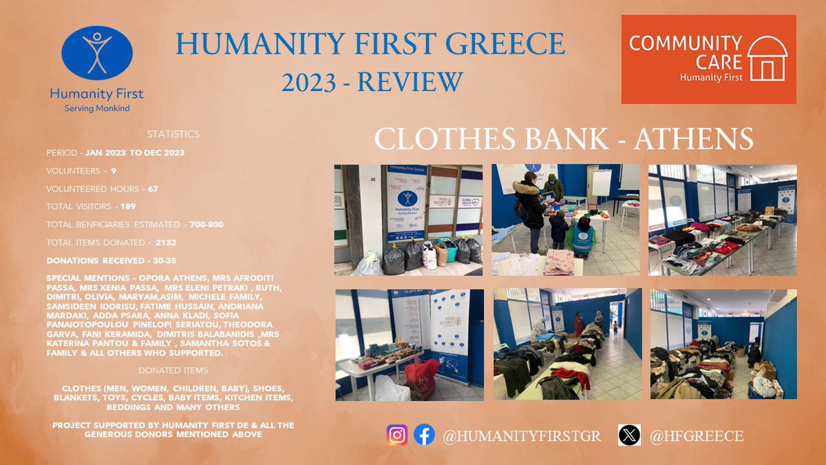 hfgreece's tweet photo. Year Review - 2023
HF CLOTHES BANK ATHENS - COMMUNITY CARE
#hfgreece #humanityfirstgreece #humanityfirstgr https://t.co/HKQgrV5kY6