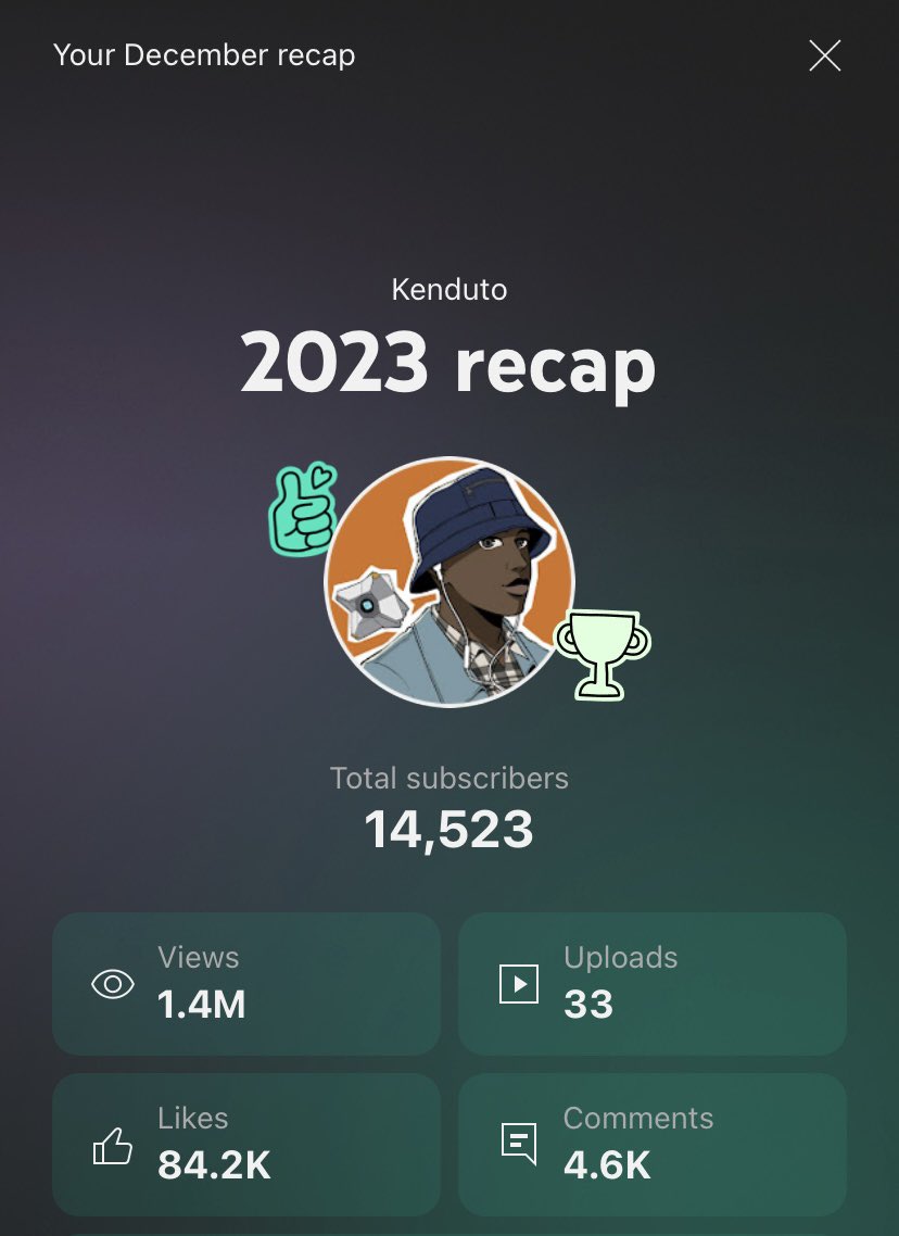Kenduto_'s tweet photo. Started this thing 2 years ago and I appreciate everyone who made 2023 for me amazing! Whether you just clicked on a random video of mine, dropped a comment or pulled up to a stream, thank you from the bottom of my heart. https://t.co/SqumJDAmsJ