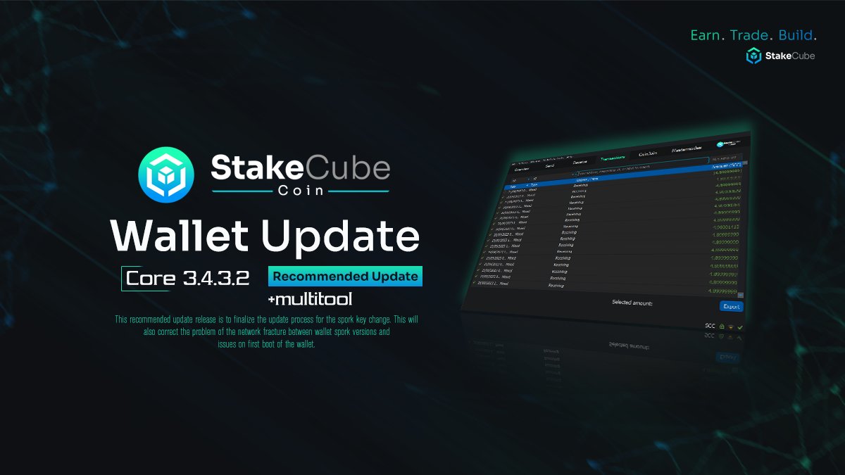 $SCC Wallet Update 3.4.3.2 + Multitool updated. More info ➡️ stakecube.info/scc-wallet-upd…