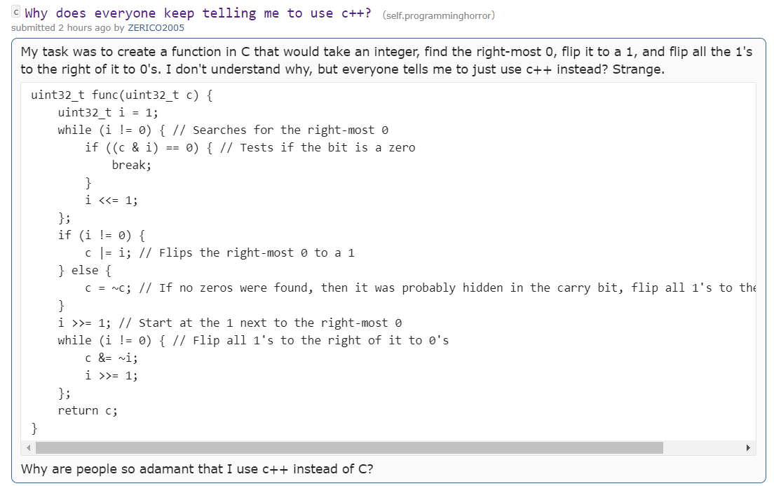 "Why does everyone keep telling me to use c++?"
