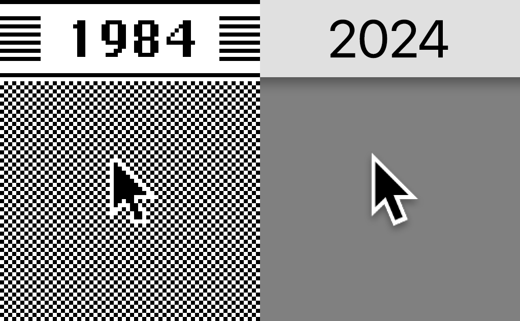 dukope's tweet image. Whoever designed the Mac pointer hit a home run 40 years ago and it hasn&apos;t touched ground yet