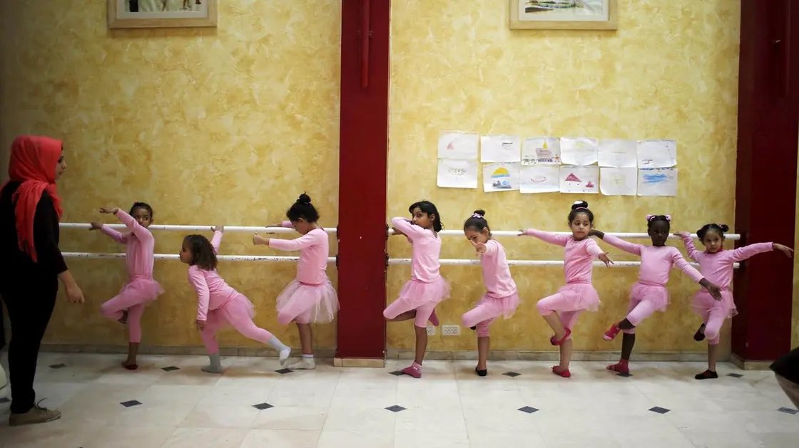 saintdutchess's tweet photo. Palestinian girls take part in a ballet dancing course, run by the Al-Qattan Center for Children in Gaza on Nov. 25, 2015. (Reuters). https://t.co/LP3F5tak9f