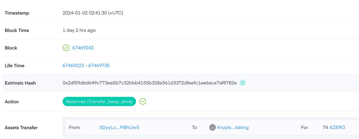 It seems someone sent our $azero validator 75 <a href="/Aleph__Zero/">Aleph Zero</a>, and it looks quite purposeful.

If someone can prove they are the owner and wishes for us to send the #azero back, please let me know by the 7th(my birthday).

Otherwise we will use the 75 Azero for giveaways to the